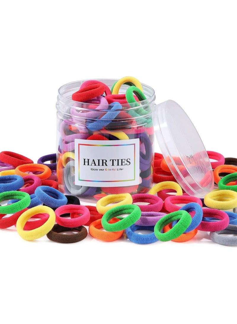 Xpert 100pcs Baby Hair Ties, Elastics Hair Ties for Girls Multicolor Small Seamless Hair Bands for Little Kids Toddler Girls Ponytail Holders - Image 1